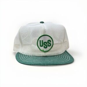Vintage 70's USS Hat Snapback Trucker Cap Men Green Louisville MFG Full Mesh